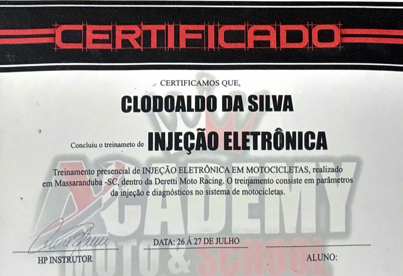 Certificado: Injeção eletrônica