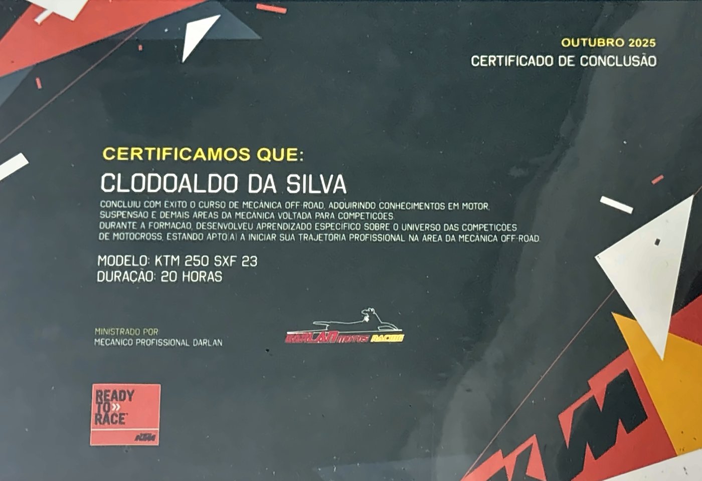 Certificado: Mecânica off-road